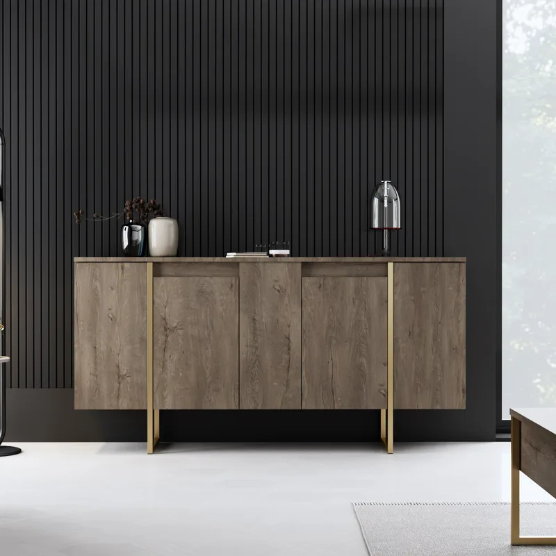 Μπουφές (160x35x80) A-G Luxe 618BLY1180 Walnut/Gold