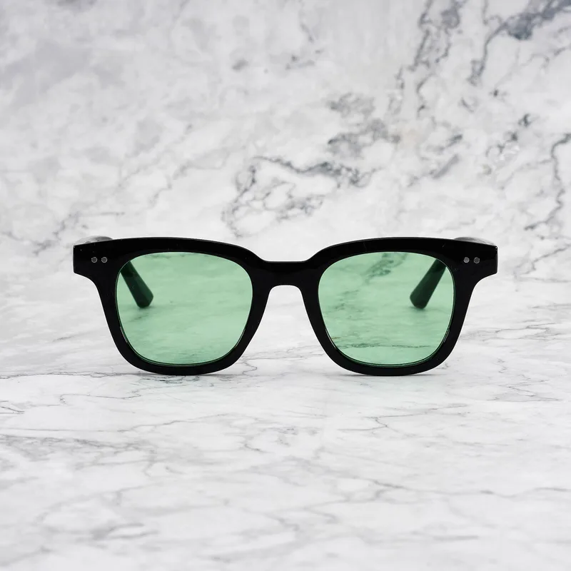 WILLIAM Tinted Sunglasses | Black | Bright Green Shades | Explicit Poets Sunglasses