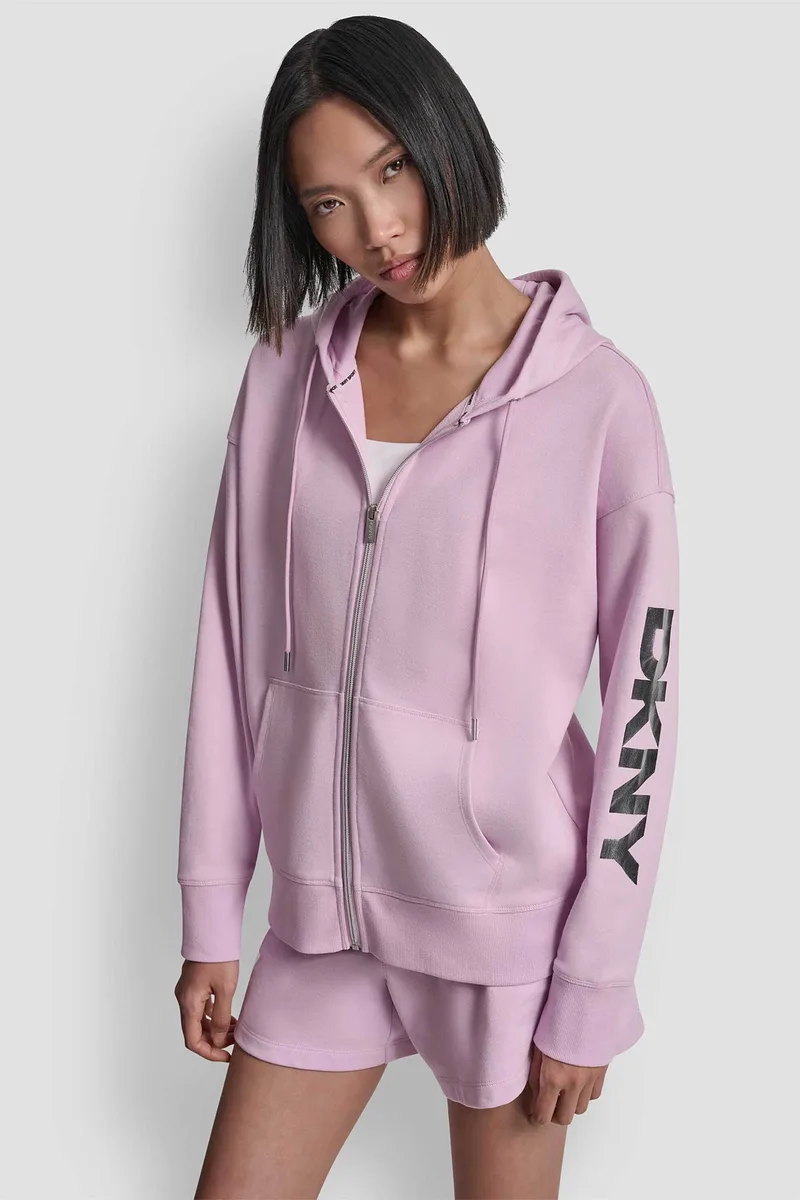 DKNY γυναικεία ζακέτα φούτερ με κουκούλα και λογότυπο - DP6J9715 Λιλά