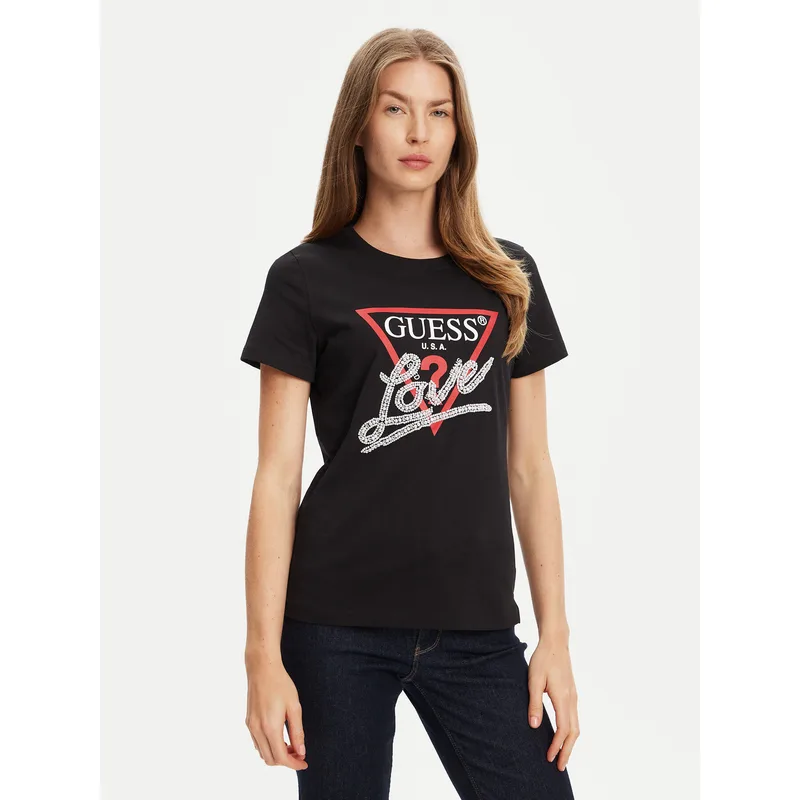 Guess T-Shirt W5YI40 I3Z14 Μαύρο Regular Fit