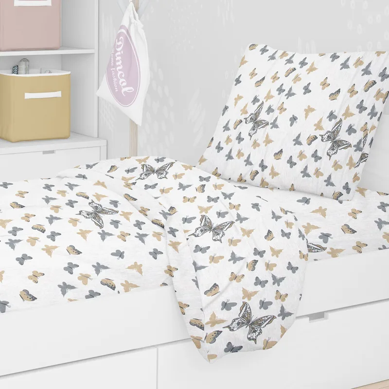 Σεντόνια Μονά (Σετ 3τμχ) Dimcol Butterfly 55 Μπεζ