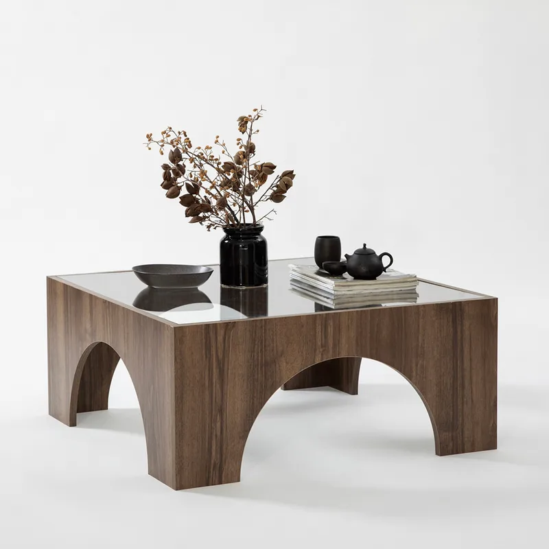 Τραπεζάκι Σαλονιού Seine - Transparent, Walnut 552Nos2421 80x35 cm