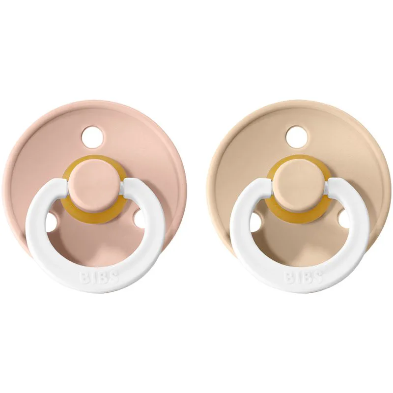 BIBS Colour Natural Rubber Size 2: 6+ months πιπίλα Blush Night / Vanilla Night 2 τμχ