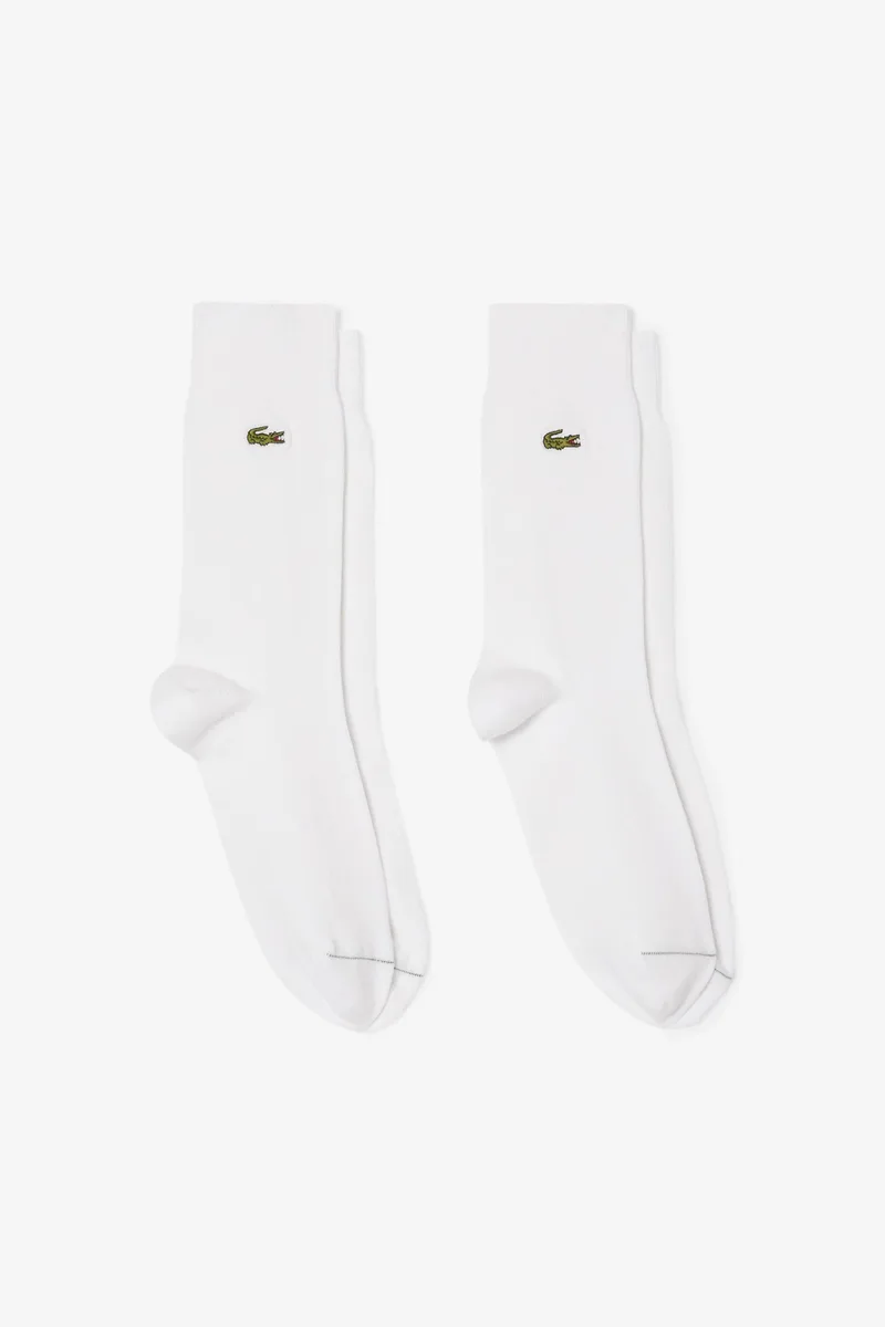 Lacoste σετ unisex μακριές κάλτσες με κεντημένο λογότυπο (2 ζευγάρια) - RA3147-00 Λευκό