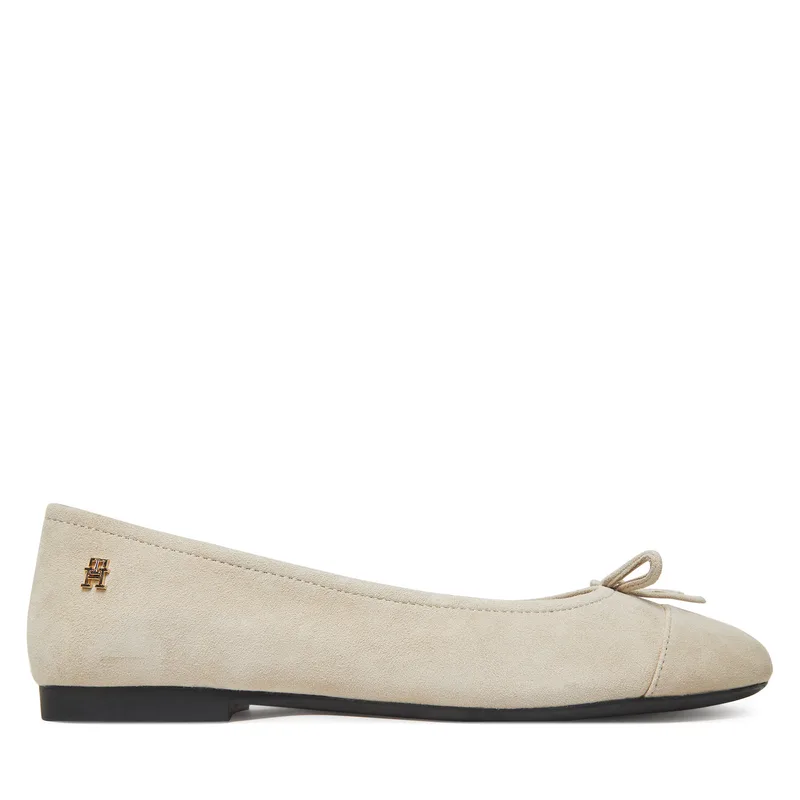 Μπαλαρίνες Tommy Hilfiger Toe Cap Suede Ballerina FW0FW08909 Μπεζ