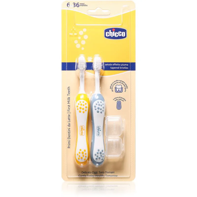 Chicco Toothbrush Set 6-36m οδοντόβουρτσα για παιδιά Indigo-Mustard