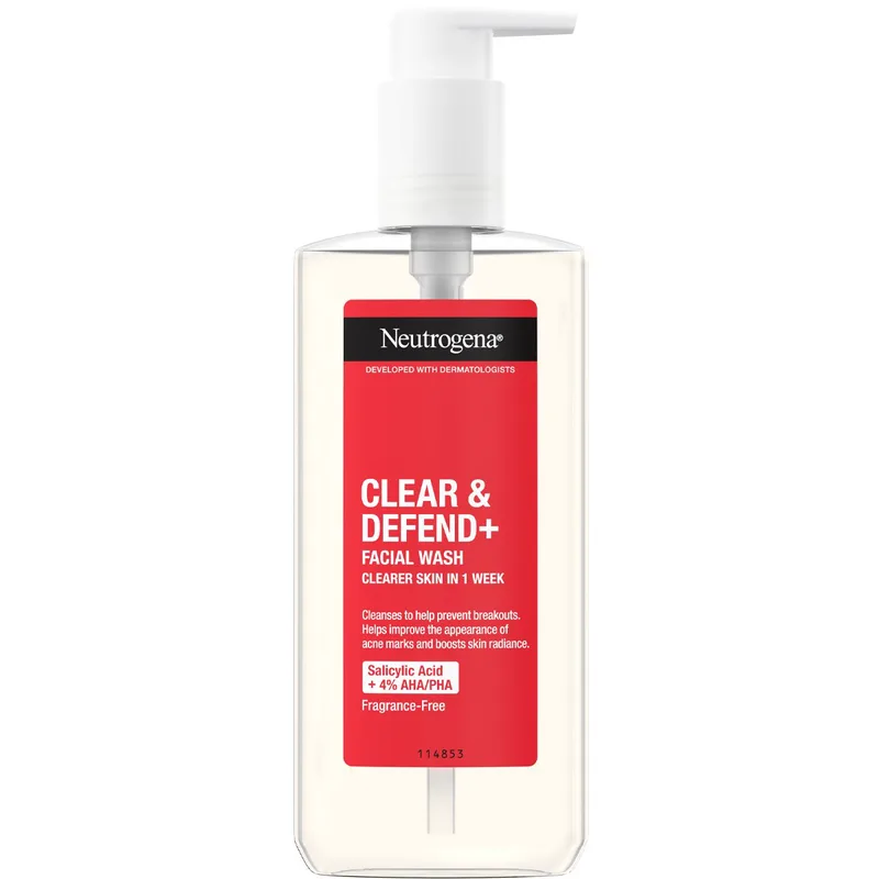 Neutrogena Clear & Defend+ Facial Wash Καθαριστικό Gel Προσώπου Κατάλληλο για Επιδερμίδα με Τάση Ακμής 200ml