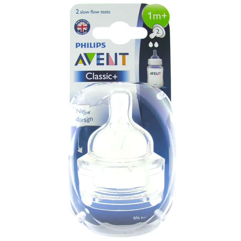 Avent Classic+ Θηλή Σιλικόνης με 2 Οπές για Αργή Ροή 1+ Μηνών 2τμχ