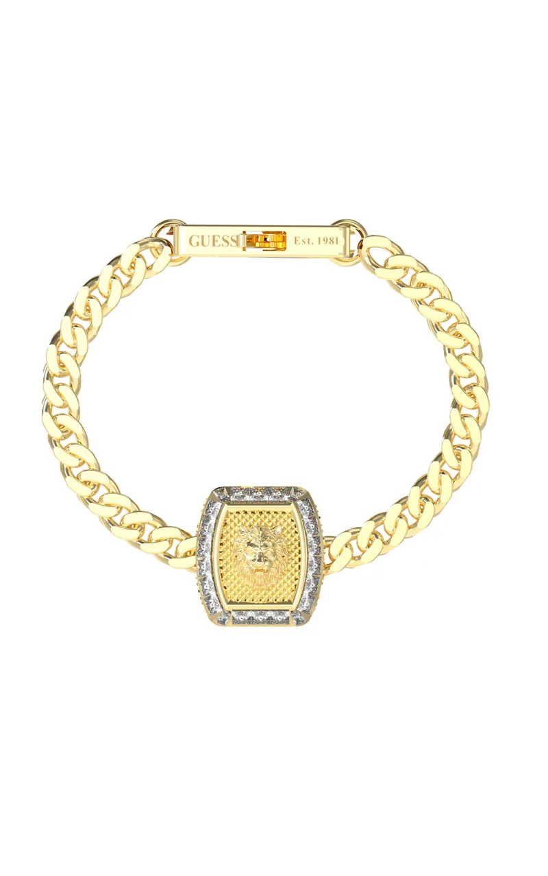 GUESS STEEL LION KING JUMB05009JWYGL Βραχιόλι Χρυσό Με Λιοντάρι