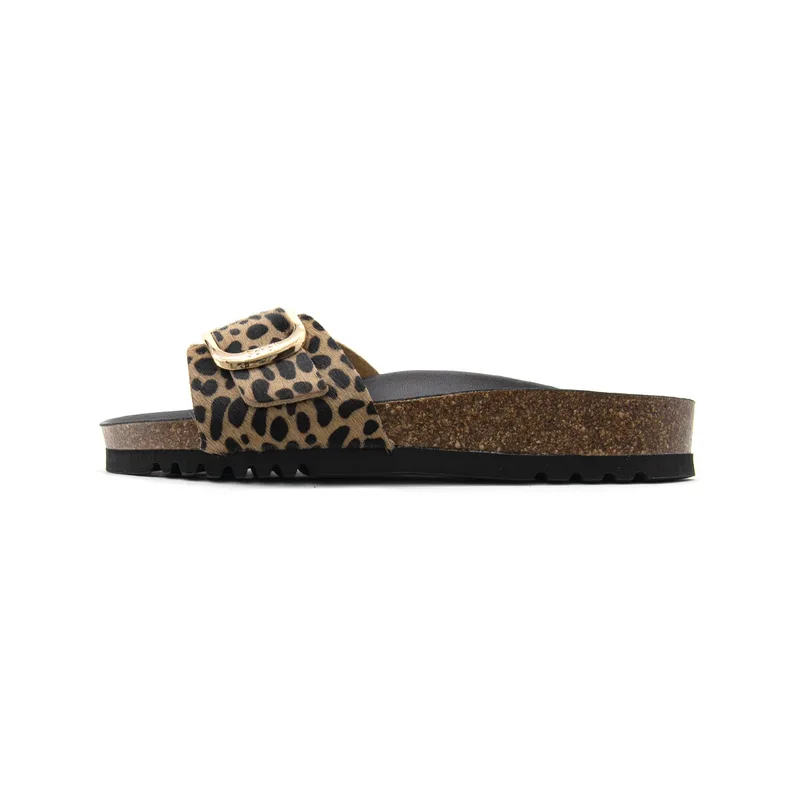 Σανδάλια χωρίς τακούνι Scholl KATHLEEN PONY SKIN LEATHER SANDALS WOMEN