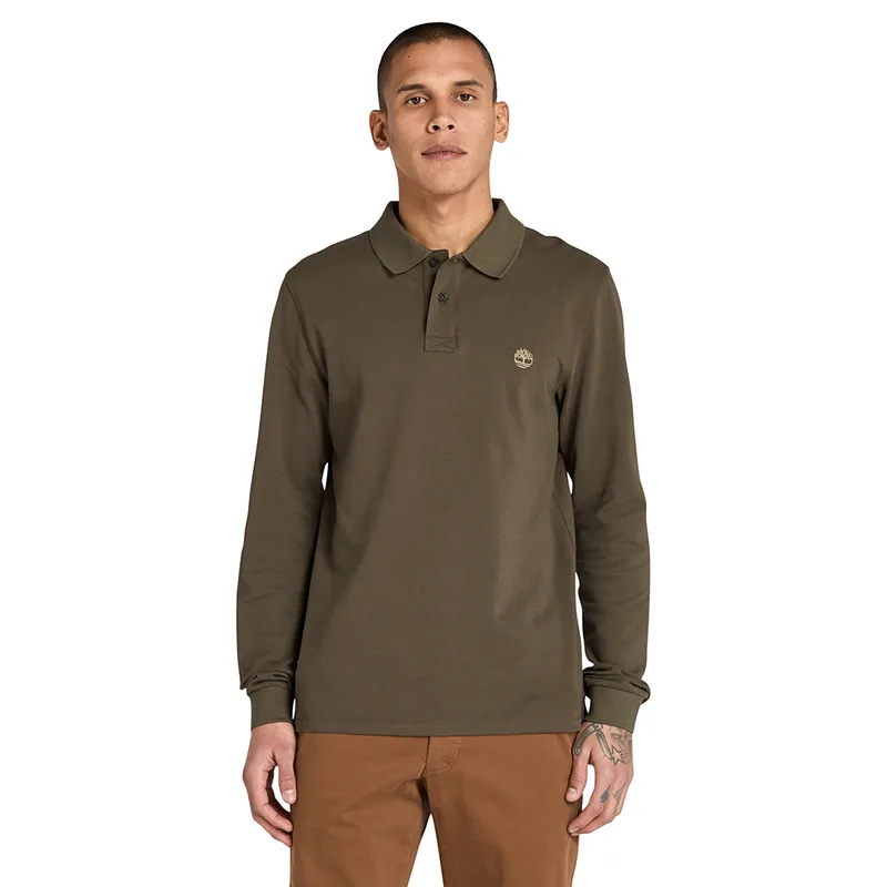 Timberland Ανδρική Μπλούζα LS Millers River Pique Polo TB0A6VD2A58 Πράσινο