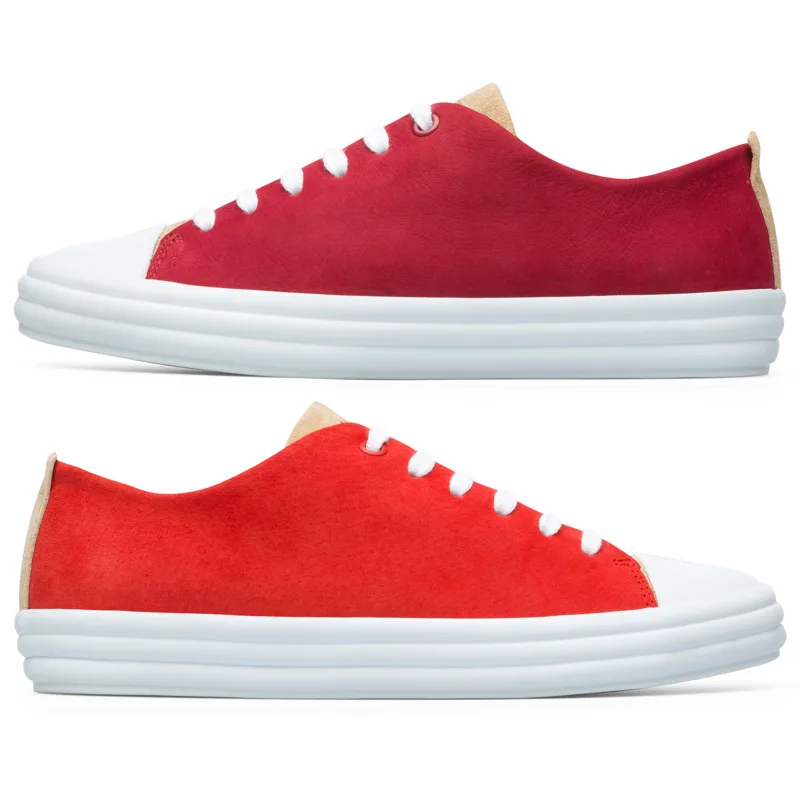 CAMPER Twins - Sneakers Για Γυναικεία - Μπεζ,Κόκκινο, Μέγεθος 41, Suede