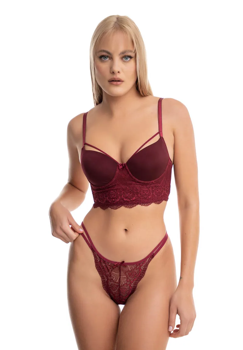 Σετ bralette-slip No Push Up χωρίς ενίσχυση Koza 80237 80237-Μπορντώ