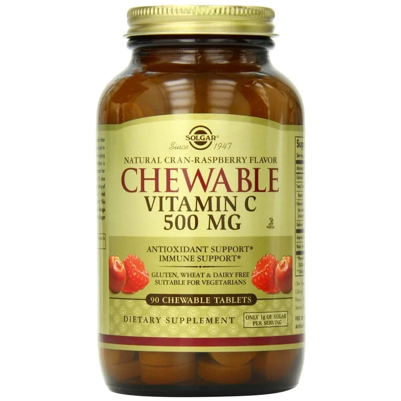 Solgar Chewable Vitamin C 500mg, Συμπλήρωμα Διατροφής Βιταμίνης C για τη Σωστή Λειτουργία του Ανοσοποιητικού Συστήματος 90chew.tabs - Γεύση Βατόμουρο