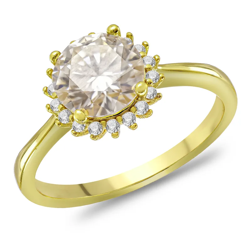 Δαχτυλίδι Moνόπετρο με Moissanite Diamonds από Επιχρυσωμένο Ασήμι DX2725