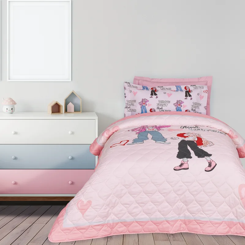 Κουβερλί Microfiber Μονό 160x220εκ. Kid Line 4940 Ροζ-Γκρι Das Kids (Ύφασμα: Microfiber, Χρώμα: Ροζ) - DAS KIDS - 402009104940