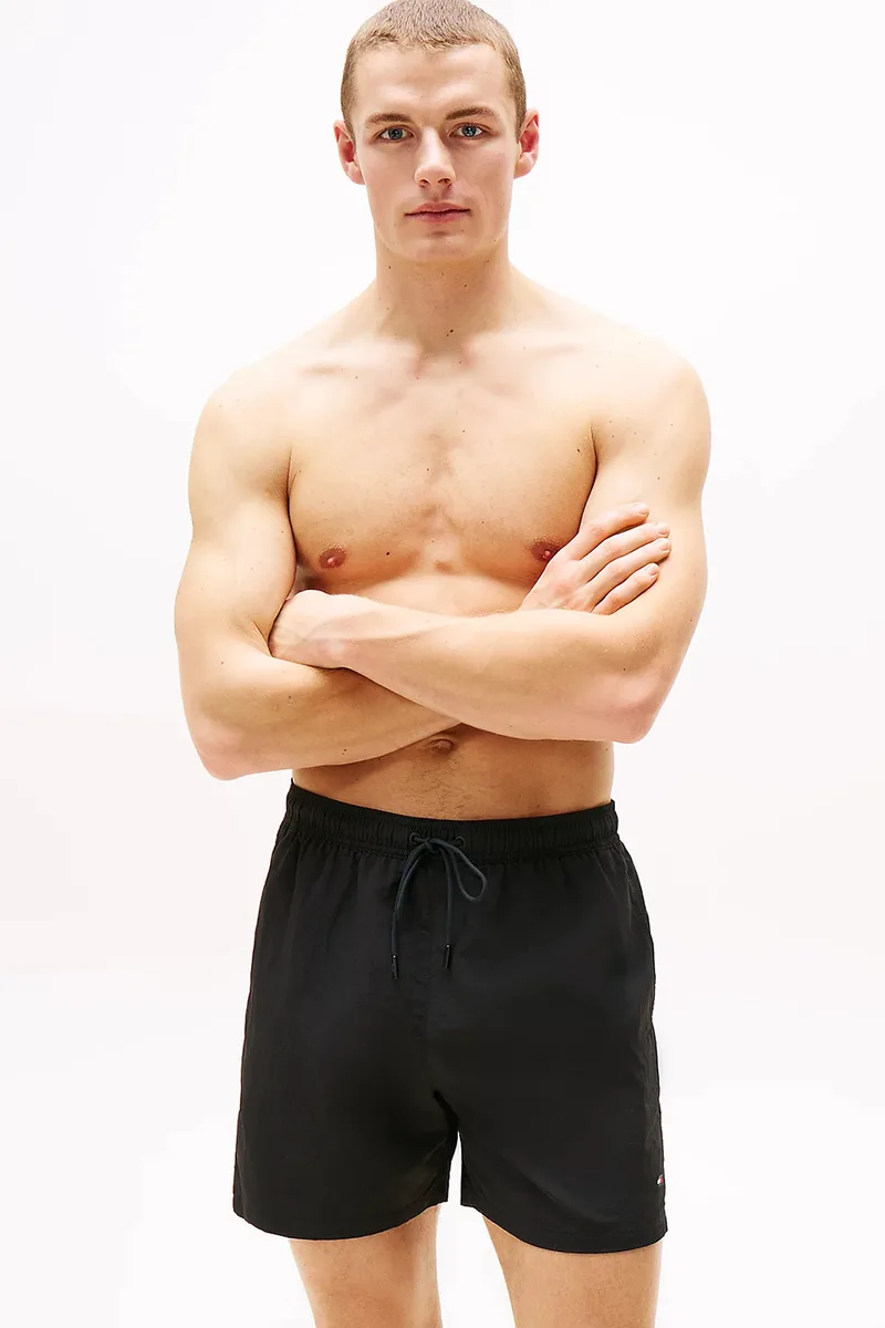 Tommy Hilfiger αντρικό μαγιό Flag Embroidery Mid Length Swim Shorts-UM0UM03477-BDS