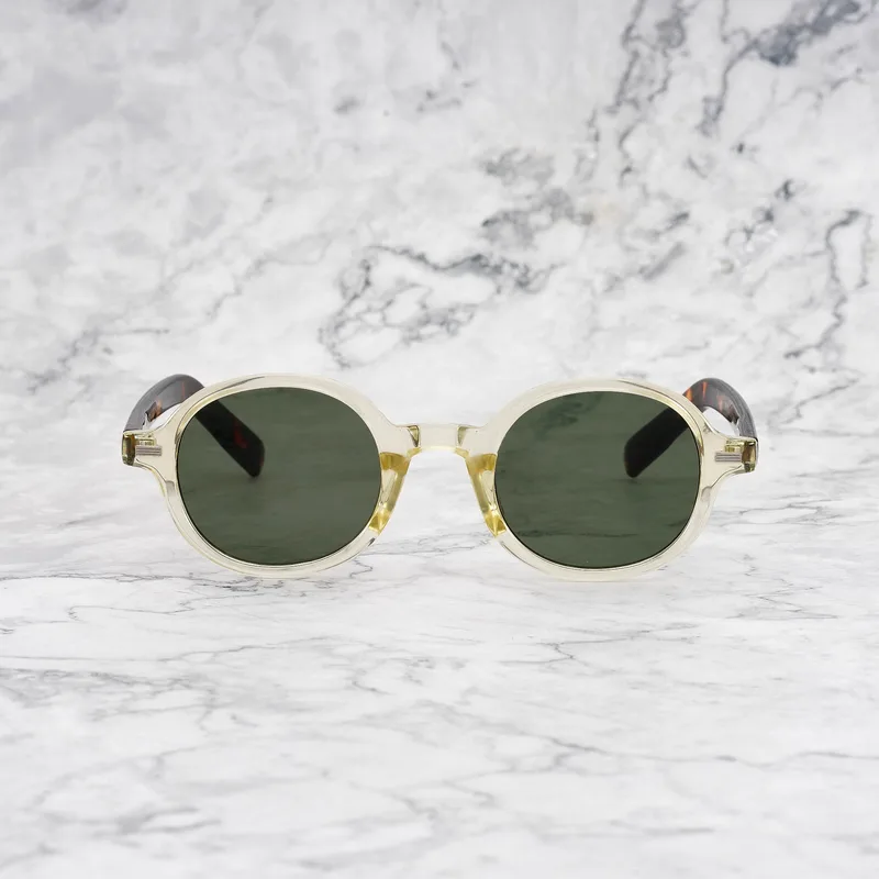 VICTOR Tinted Sunglasses | Yellow & Tortoise | Green Shades | Explicit Poets Sunglasses