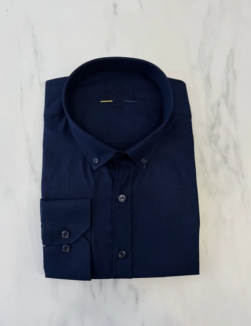 Ανδρικό μπλε κλασικό πουκάμισο Oxford Plus Size CA2524