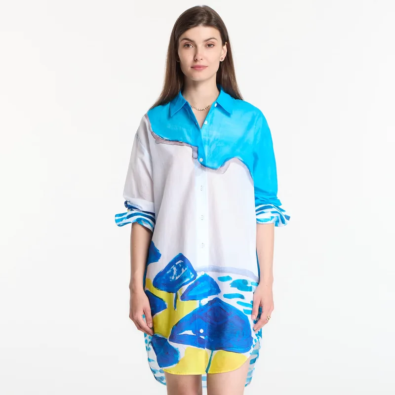 Φόρεμα Michael Kors X Christina Zimpel Beach Shirt Dress White L