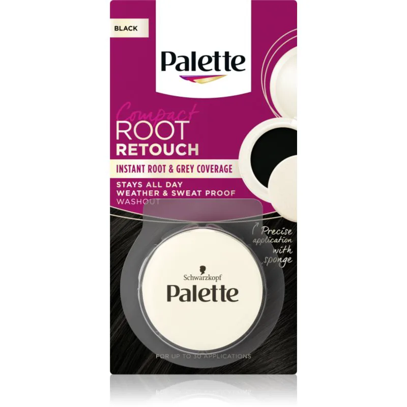 Schwarzkopf Palette Compact Root Retouch διορθωτής μαλλιών για ρίζα και γκρίζα μαλλιά με πουδρένιο- αποτέλεσμα απόχρωση Black 3 γρ