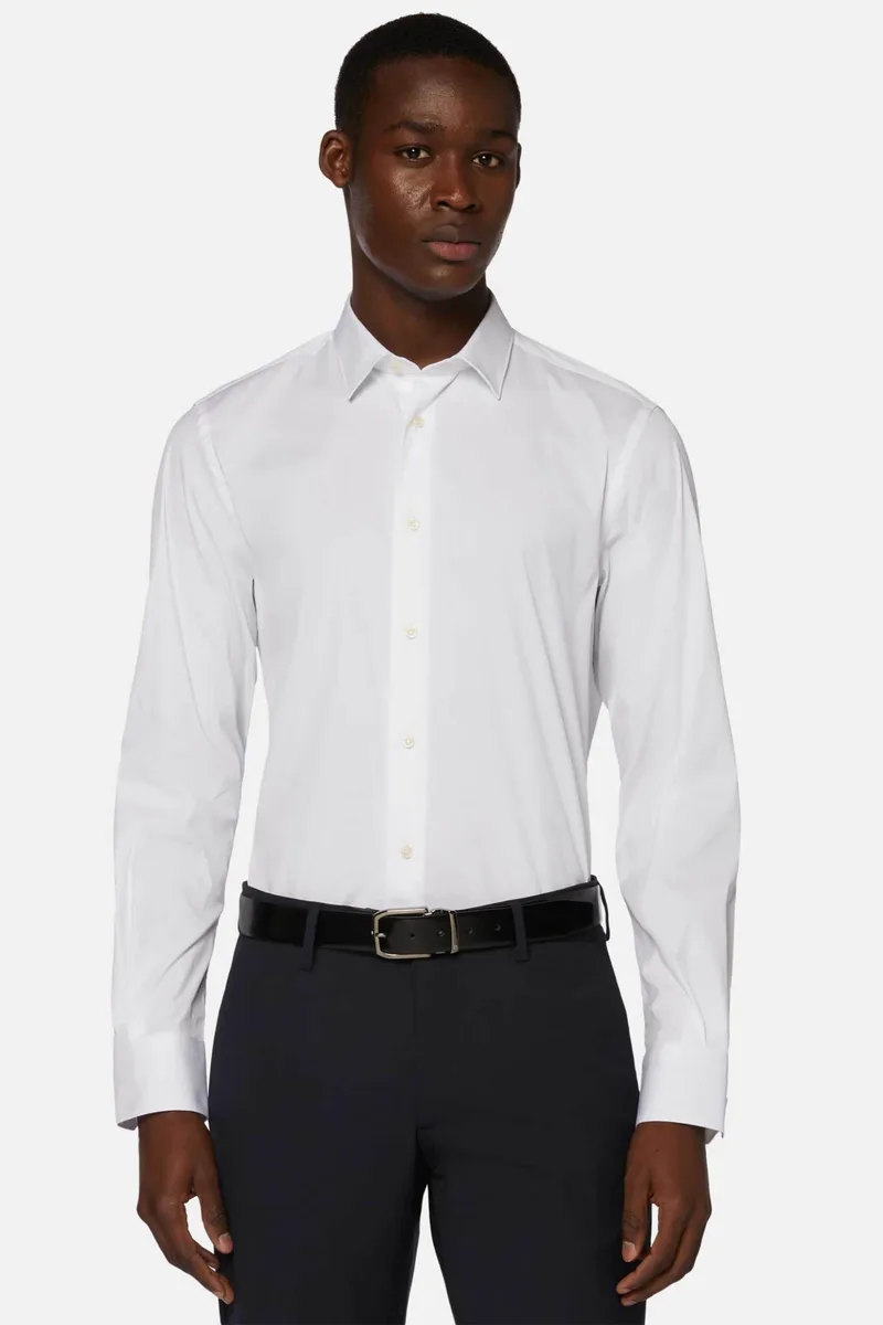 Boggi Milano ανδρικό πουκάμισο μονόχρωμο Slim Fit - BO22C009801 Λευκό