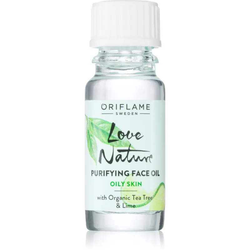 Oriflame Love Nature Organic Tea Tree & Lime λάδι καθαρισμού για προβληματική επιδερμίδα, ακμή 10 μλ