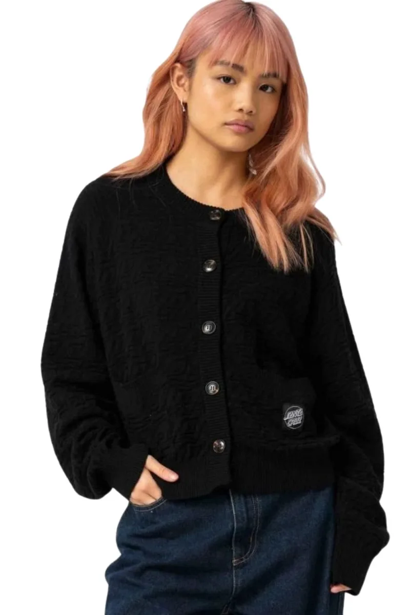 SANTA CRUZ Πουλόβερ Wharf Knit Cardigan - BLACK-SCA-WCR-0635-BLACK