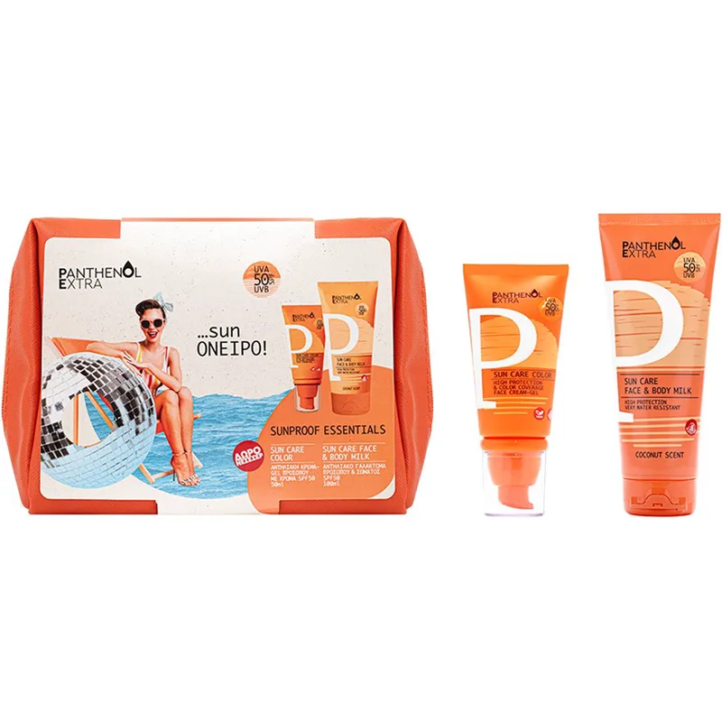 Panthenol Extra Promo Sun Care Color Spf50, 50ml & Sun Care Face & Body Milk Spf50, 100ml & Δώρο Νεσεσέρ 1 Τεμάχιο