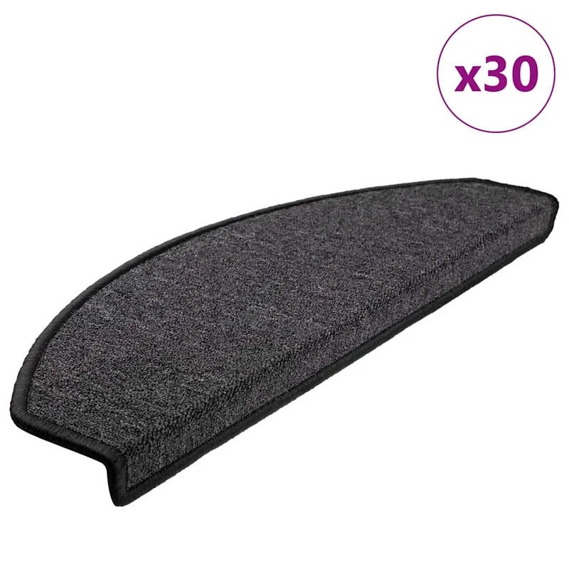 vidaXL Πατάκια Σκαλοπάτια 30 τεμ. Ανθρακί 65x24x4 εκ. Ημίστρογγυλά Μεγάλα