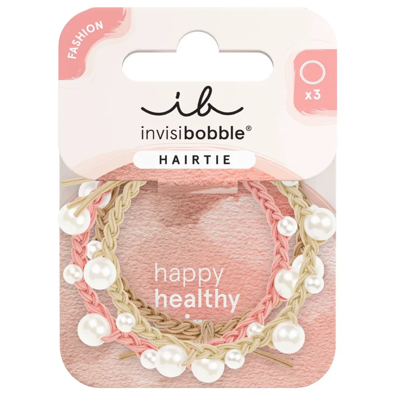 Invisibobble Hairtie Princess Pearl Λαστιχάκια Μαλλιών για Λεπτά έως Κανονικά Μαλλιά για Κράτημα με Λιγότερα Σημάδια, Πόνο & Φθορά 3 Τεμάχια
