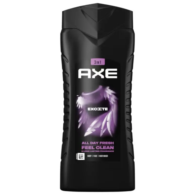Axe Excite All Day Fresh 3in1 Body, Face & Hair Wash Ενυδατικό Αφρόλουτρο Προσώπου, Σώματος & Μαλλιών για Άνδρες με Άρωμα Φρεσκάδας 400ml