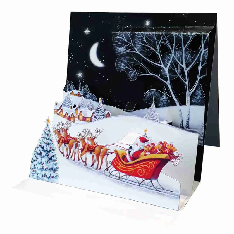 Pictura Xmas 3D Αναδυόμενη Κάρτα Ο Άγιος Βασίλης και ο Τάρανδος στο έλκηθρο