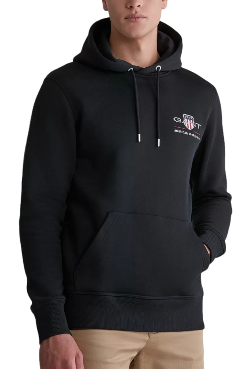 Μπλούζα Μακρυμάνικη Gant Reg Archive Shield Hoodie 2047084-005-BLACK Ανδρικό
