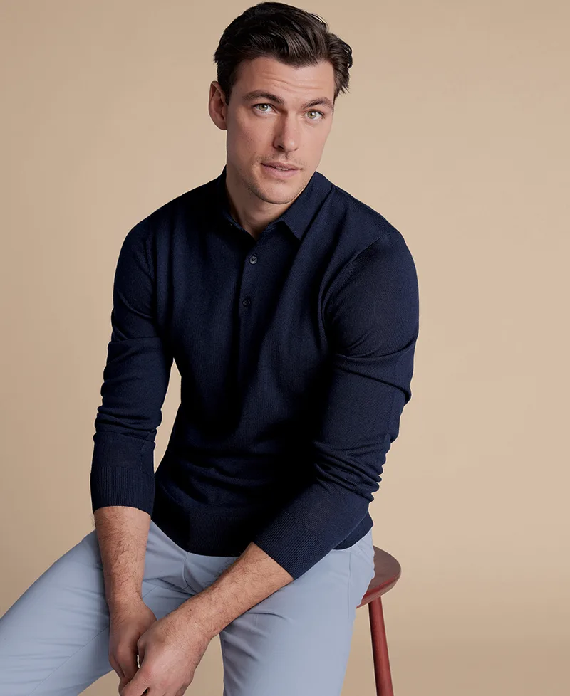 Charles Tyrwhitt Ανδρικό Πλεκτό Polo Merino Wool Regular Fit