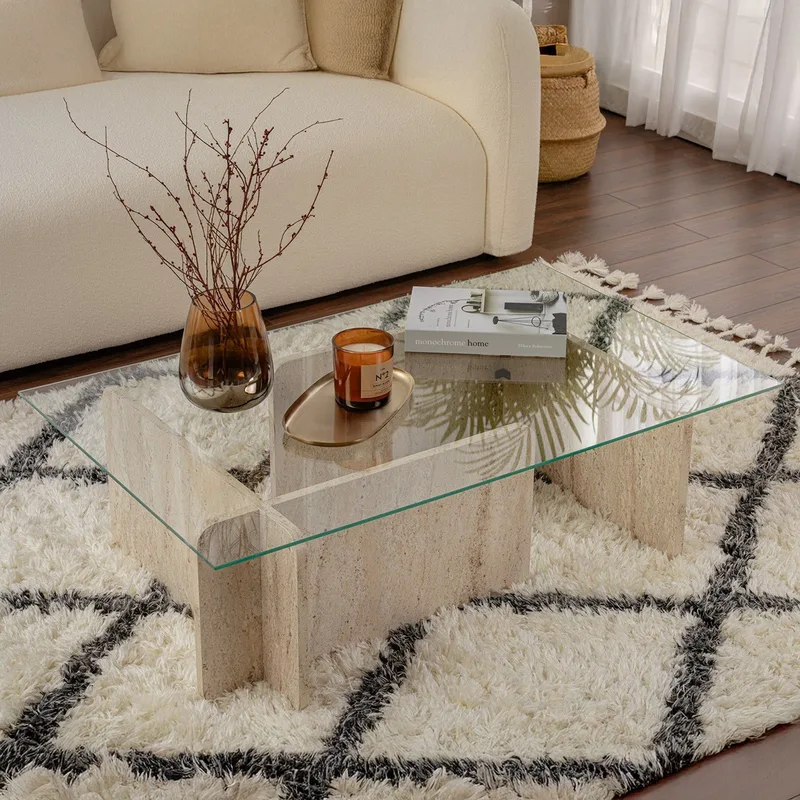 Τραπέζι Σαλονιού Flavio - Travertine 353Nrd1110 (105x30x65)