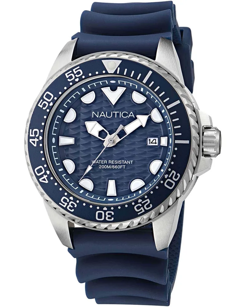 NAUTICA NCT Sea Dive - NAPSDS501, Silver case with Blue Rubber Strap