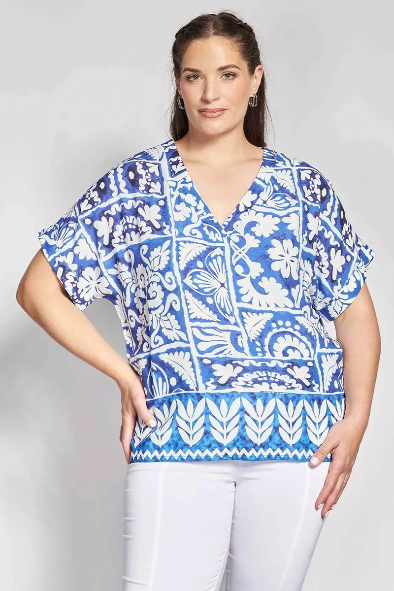 Parabita γυναικεία μπλούζα με floral print - 012610100190 Μπλε