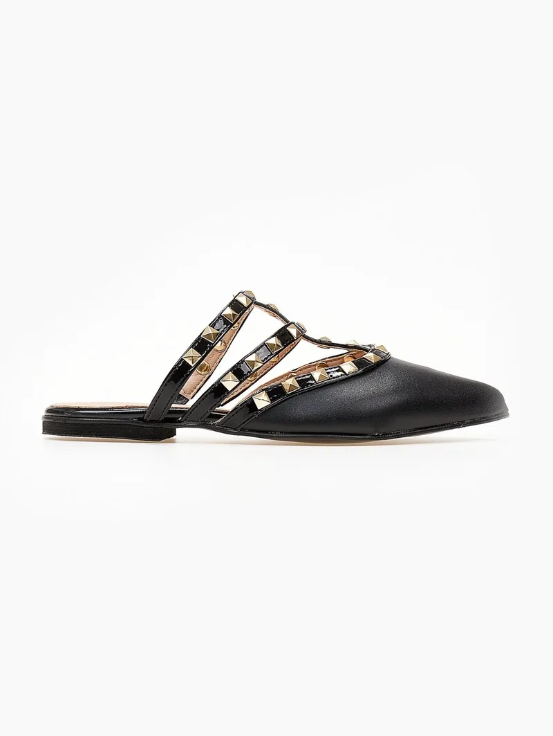 Estil Mules with Studs - 450 ( ματ) - Black