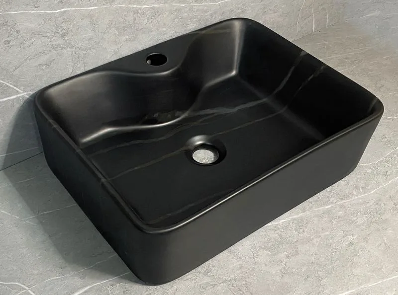 Νιπτήρας Επικαθήμενος Dolce σειρά Marmo Μαύρο 58-8025 (48x37cm)