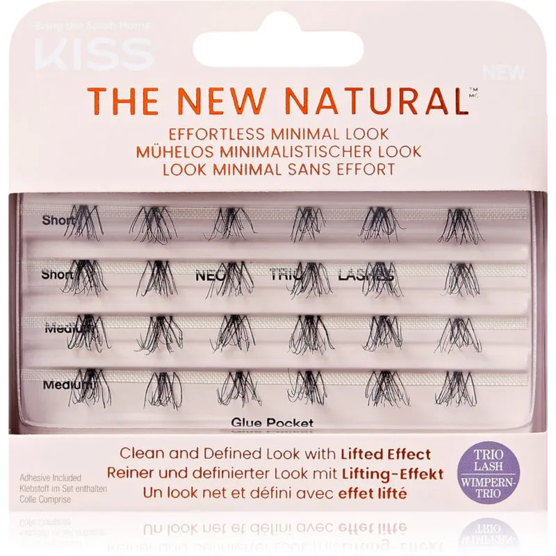 KISS The New Natural Effortless Minimal Look αυτοκόλητες βλεφαρίδες σε τουφάκια χωρίς κόμπο Trio 01 24 τμχ