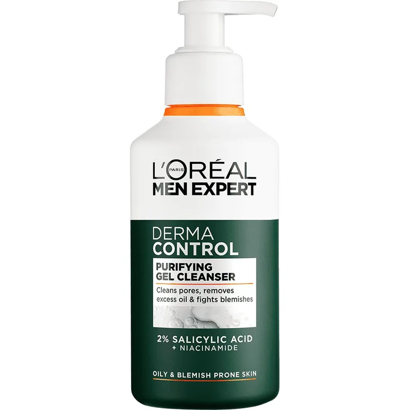 L'Oreal Paris Men Expert Derma Control Purifying Gel Cleanser Τζελ Καθαρισμού Προσώπου για Λιπαρή Επιδερμίδα με Τάση Ακμής 260ml