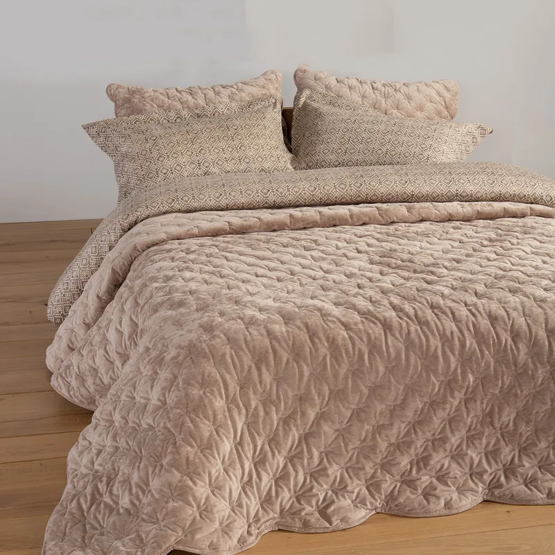 Λεπτό Πάπλωμα Βελουτέ Υπέρδιπλο (230x240) Nef-Nef Homeware Premium Priver Μπεζ
