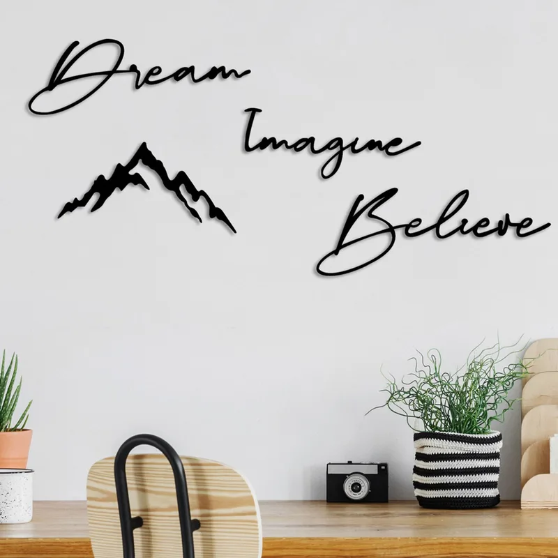 Μεταλλικό Διακοσμητικό Τοίχου Dream Imagine Belive 891Tnl3341 47x16 cm