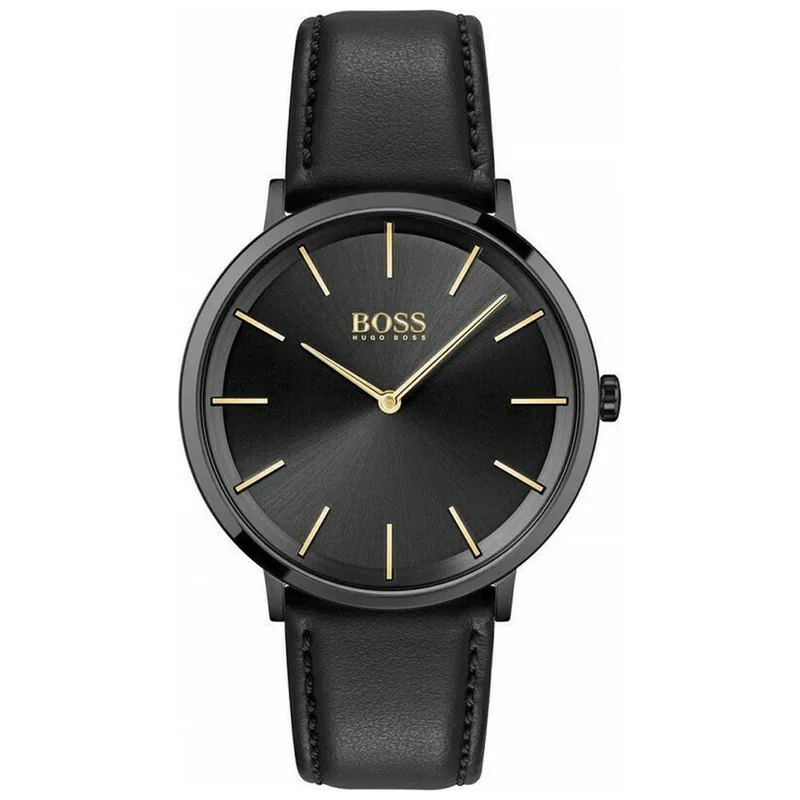 HUGO BOSS Skyliner Βlack Leather Strap 1513830