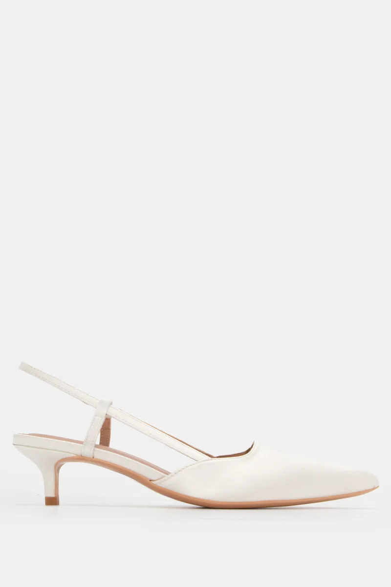 Γόβες Μυτερές Slingback - Λευκό