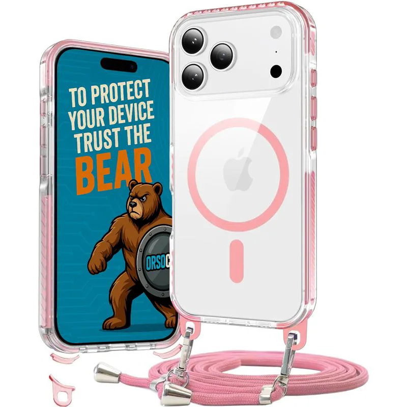 Θήκη Orso Detachable Lanyard Magsafe Clear Ροζ iPhone 17 Pro