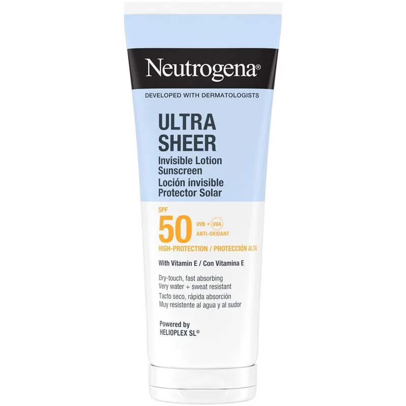Neutrogena Ultra Sheer Sunscreen Invisible Spf50 Lotion Αντηλιακό Γαλάκτωμα Προσώπου Σώματος Λεπτόρρευστης Υφής Υψηλής Προστασίας για Όλους τους Τύπους Επιδερμίδας 200ml