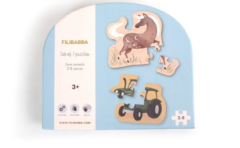 Filibabba Set of 7 Puzzles – Farm Animals
