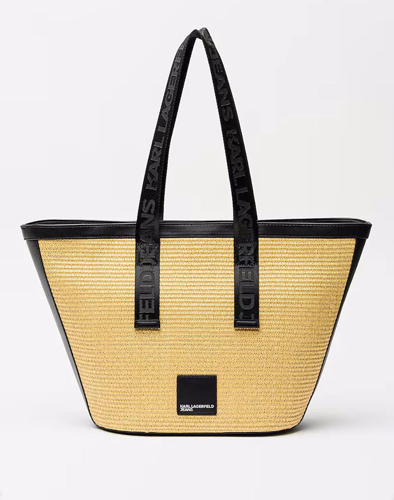 KARL LAGERFELD JEANS KLJ BOX LOGO RAFFIA SHOPPER B2W30113-106 Biege